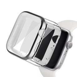 어프리비 애플워치 9 8 7 호환 액정보호 풀커버 케이스 2개입, 그레이+투명