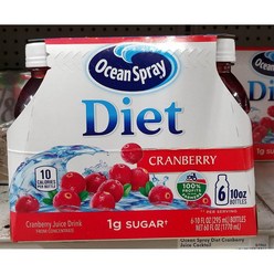 Ocean Spray Diet Cranberry Juice 오션스프레이 다이어트 크랜베리 주스 6개입 60oz(1.77L) 2박스, 12개, 1.77L