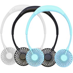 넥밴드 선풍기 듀얼팬 목걸이 휴대용선풍기, 블랙+블랙, 1+1 넥밴드선풍기