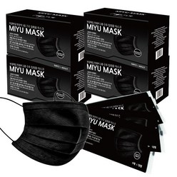 MIYU 개별포장 일회용 마스크, 50개입, 4개, 블랙