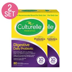 Culturelle [2개 SET] 컬처렐 유산균 성인용 80정 배지캡슐 Digestive Health Probiotic 80 VC, 2개