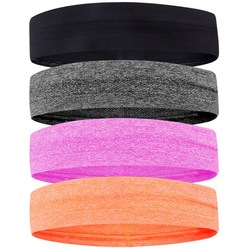 하늬통상 땀흘림방지 스포츠 헤어밴드 4종, 블랙+그레이+핑크+오렌지