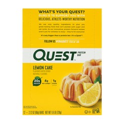 Quest Nutrition 퀘스트 바 프로틴 바 레몬 케이크 12 개입, 720g, 1개