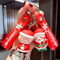크리스마스 산타 캐릭터 가방 자동차 키홀더 에어팟키링 스트랩 열쇠고리, 만세산타, 1개