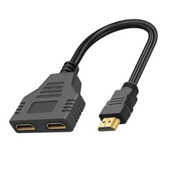 HDMI 스플리터 어댑터 케이블 1 수듀얼 HDMI 2 웨이 암 4K 3D Y 스플리터 케이블 노트북 TV 모니터 1080P 1 인 2 아웃 LED용, 1.30cm