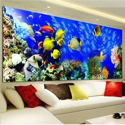 Zhangzhou Guoxing바다 열대어 물고기 대형 풍경 보석십자수 DIY 비즈 취미, 150X55cm, 1개
