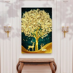 황금 돈나무 액자 부자 되는 그림 거실 인테리어, 05. 황금나무와 사슴