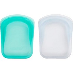 Stasher Re-Usable Food-Grade Platinum Silicone Pocket Bag for Eating from/Storing in/Organising/Trel, Clear & Aqua