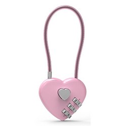 러브 코드 잠금 와이어 자물쇠 여행 가방 3자리 자물쇠 재설정 가능 조합 자물쇠 하트 모양 커플 선물, 분홍색, 하나