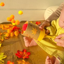 차이의 놀이 가을 단풍 폼폼이 대포 놀이 (3개 완성 재료키트 단품 스티커 포함)