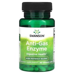 Swanson Anti-Gas Enzyme High Potency Blend 90 Veggie Caps 버기컴퍼니, 1개, 90개