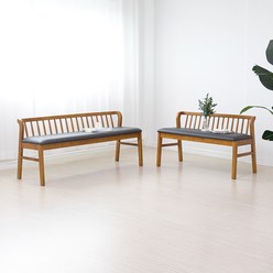 라로퍼니처 그라나다 고무나무 원목 3인용 식탁 방석 벤치 의자 3인 밴치, 고무나무원목
