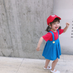 키즈 유아 아동 반팔 슈퍼 마리오 원피스 상하복 할로윈 코스프레 촬영 의상