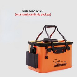 도보 물고기 1PC 휴대용 지퍼 낚시 양동이 야외 접는 EVA 낚시 가방 라이브 물고기 양동이 5 크기 캠핑 하이킹 낚시 가방, 40cm 오렌지