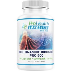 ProHealth Nicotinamide Riboside Pro 500. Patented NIAGEN NAD Supplement. 300 Studies. Plus TMG for M