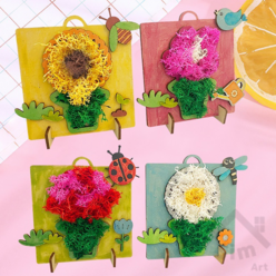 심아트 나무모스액자만들기 세트 DIY 키트 어린이 만들기 재료 미술 수업 재료, 벚꽃
