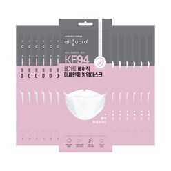 [중형] 올가드 베이직 KF94 마스크 1매입 초등용, 100개, 흰색