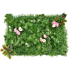 40*60CM 인공 잎 정원 울타리 녹색 식물 패널 식물 벽 조경 울타리 개인 정보 보호 울타리 화면 야외 정원 장식, 분홍색