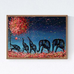 행복한 코끼리 1 돈 들어오는 인테리어 그림 행운의 장식품 풍수 포스터