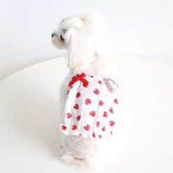 도그월드 봄 여름 강아지 고양이옷 면 나시 티셔츠, 빨강(딸기)