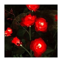 엠케이유통 LED 태양광 정원 장미 꽃등 (97392) 화단 산책로 계단 실외 꽃길 백색 조명 조화 베란다 꾸미기, 레드