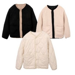 행텐주니어 에코 뽀글이 패딩 양면점퍼 깔끔한 초겨울 가을 봄 양면 재킷 "매장인기상품" 기장 짧은 점퍼 자켓