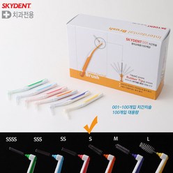 SKYDENT 001- 100개입 치간칫솔 ㄱ자형 (1개입케이스 증정) 개별캡 대용량 휴대용 스카이덴트, S