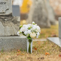 화예원 대형 조화 꽃다발 + 매립형 묘지 꽃병 세트 성묘 산소 장식 인테리어 꽃, 소형 화이트