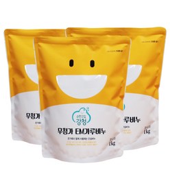 강청 무첨가EM세탁가루비누1kg X3개입 찬물전용 일반드럼겸용 녹색인증, 3개, 1000g