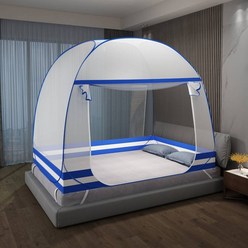 CNTCSM 몽고백 모기장 접이식 2인용 침대 가정용 1.5M 범용 풀포위 바닥낙하방지 침대, 모기 방충천 브론즈 (양문유저), 폭 0.9mx길이 1.9m