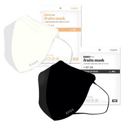 [100매 무료배송] 후르츠 마스크(100매) KF94 블랙 화이트 새부리형 중대형 특대형 넉넉한사이즈 귀편한 숨쉬기편한 후루츠, 블랙중대형100매
