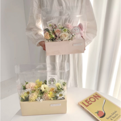 플라워 상자 투명 오픈상자 포장 박스 케이스 꽃선물상자, 플라워상자(베이지)