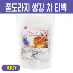 꿀 도라지 생강 차 티백 국산 건도라지 건생강 국내산 벌꿀 분말 차 기침 기관지 건강차 목에 좋은차 대용량, 꿀도라지생강 차 티백 100회, 1팩