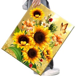 FASEN 액자 보석십자수 캔버스형 DIY 키트 40 x 50 cm, FAN01.금빛해바라기, 1세트