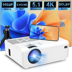 Salange P92 풀 HD 1080P 프로젝터는 4K 줌 Dolby 5G WIFI 300인치 LED 블루투스 프로젝터를 지원합니다 스마트 홈 시어터 동기화 전화 PC, Miracast Version