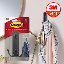 3M 코맨드 데코 매트블랙 더블 훅(대), 단품