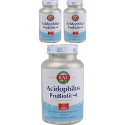 Kal 애시도필러스 프로바이오틱-4 유산균 베지테리안 캡슐, 100정, 3개