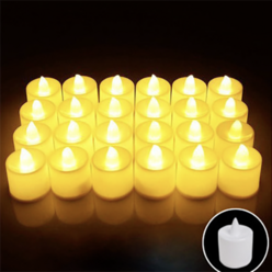 LED 미니 촛불 티라이트 초 양초 전기 라이트 하트 캔들, 원형-옐로우