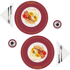 지칸디 식탁 가죽 테이블매트 방수 식탁매트2p, 직경 38cm x 두께 1.8mm, 라피 레드