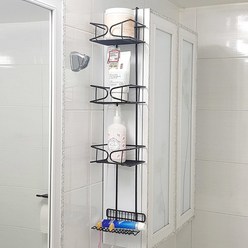 센스2030 거치식 틈새 욕실선반 욕실장 정리대 칫솔걸이, 거치식 틈새 욕실선반(블랙), 1개