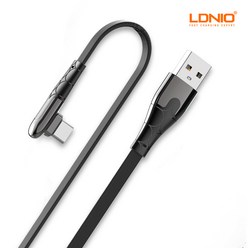 엘디니오 2.4A 90도 ㄱ자 USB 5핀8핀C타입 고속 충전 케이블 2M, 03.USB A to C타입, 블랙, 1개