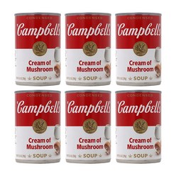 Campbell's 6개 캠벨 농축 버섯 크림 스프 통조림 컨덴스드 머쉬룸 수프 298 g, 298g