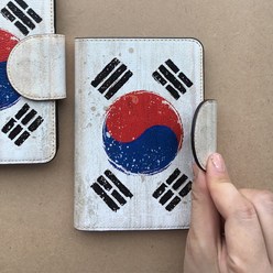 태극기 잠금홀더 가죽여권지갑 한국여권케이스