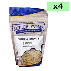 실로팜 초록 그린 렌틸 렌틸콩 렌즈콩 425g 4팩 (미국배송) Shiloh Farms Organic Green Lentils, 200ml, 1개