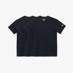 [뉴에라]무지 에센셜 반팔 티셔츠 3팩 블랙 (13511138)