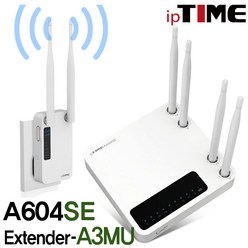 EFM네트웍스 ipTIME A604SE 유무선공유기 4LAN 100Mbps AC1200, A604SE+EXTNEDER-A3MU(패키지)