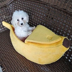 애견 바나나형 침대 고양이집 강아지집 바나나형 펫침대, 노란색, 크기가 큰