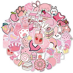 LUMANOKI 캐리어 꾸미기 방수 스티커 100매, 핑크