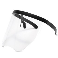 미래의 오버 사이즈 쉴드 바이저 선글라스 평평한 상단 거울 렌즈 모래 안경 프레임 방지 맑은 선글라스 내구성, 검은색