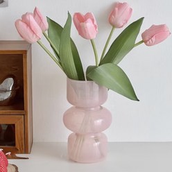 쿠이시 미드센추리 모던 인테리어 디자인 오브제 유리 화병 꽃병, 핑크